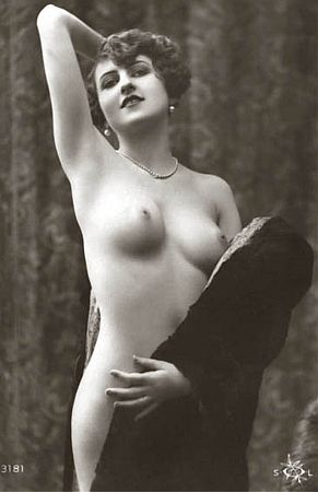 vintage nude in coat