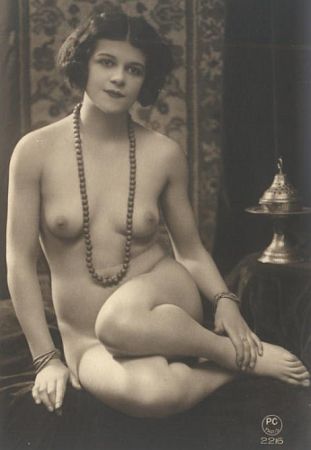 vintage nude with necklace